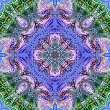 Benzersiz mandala, Oriental yuvarlak desen, mistik motifi, egzotik arka plan. Fantastik fraktal tasarım, geometrik doku parlayan renkli dijital sanat.