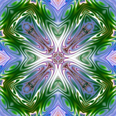 Benzersiz mandala, Oriental yuvarlak desen, mistik motifi, egzotik arka plan. Fantastik fraktal tasarım, geometrik doku parlayan renkli dijital sanat.