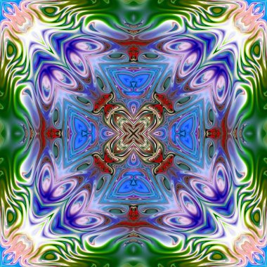 Benzersiz mandala, Oriental yuvarlak desen, mistik motifi, egzotik arka plan. Fantastik fraktal tasarım, geometrik doku parlayan renkli dijital sanat.