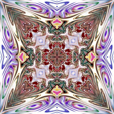 Benzersiz mandala, Oriental yuvarlak desen, mistik motifi, egzotik arka plan. Fantastik fraktal tasarım, geometrik doku parlayan renkli dijital sanat.