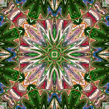 Benzersiz mandala, Oriental yuvarlak desen, mistik motifi, egzotik arka plan. Fantastik fraktal tasarım, geometrik doku parlayan renkli dijital sanat.