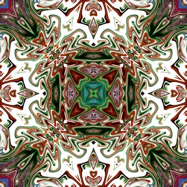 Benzersiz mandala, Oriental yuvarlak desen, mistik motifi, egzotik arka plan. Fantastik fraktal tasarım, geometrik doku parlayan renkli dijital sanat.