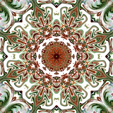 Benzersiz mandala, Oriental yuvarlak desen, mistik motifi, egzotik arka plan. Fantastik fraktal tasarım, geometrik doku parlayan renkli dijital sanat.