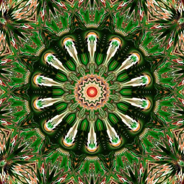 Benzersiz mandala, Oriental yuvarlak desen, mistik motifi, egzotik arka plan. Fantastik fraktal tasarım, geometrik doku parlayan renkli dijital sanat.