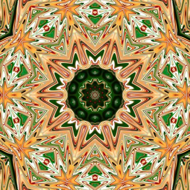 Benzersiz mandala, Oriental yuvarlak desen, mistik motifi, egzotik arka plan. Fantastik fraktal tasarım, geometrik doku parlayan renkli dijital sanat.