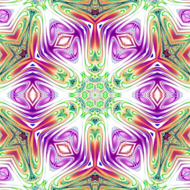 Benzersiz mandala, Oriental yuvarlak desen, mistik motifi, egzotik arka plan. Fantastik fraktal tasarım, geometrik doku parlayan renkli dijital sanat.