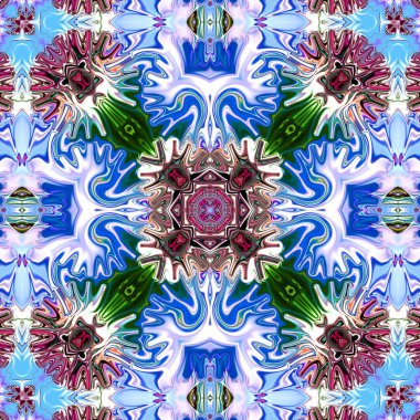 Benzersiz mandala, Oriental yuvarlak desen, mistik motifi, egzotik arka plan. Fantastik fraktal tasarım, geometrik doku parlayan renkli dijital sanat.