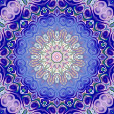 Benzersiz mandala, Oriental yuvarlak desen, mistik motifi, egzotik arka plan. Fantastik fraktal tasarım, geometrik doku parlayan renkli dijital sanat.