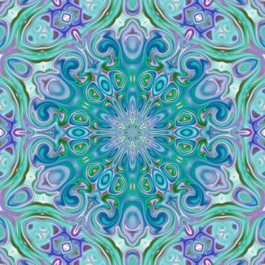 Benzersiz mandala, Oriental yuvarlak desen, mistik motifi, egzotik arka plan. Fantastik fraktal tasarım, geometrik doku parlayan renkli dijital sanat.