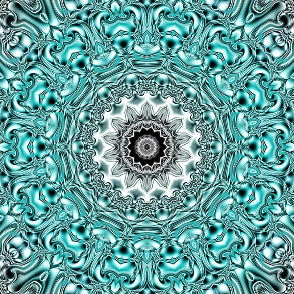 Benzersiz mandala, Oriental yuvarlak desen, mistik motifi, egzotik arka plan. Fantastik fraktal tasarım, geometrik doku parlayan renkli dijital sanat.