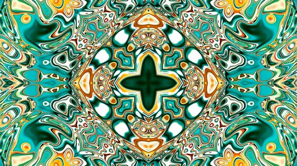 Benzersiz mandala, Oriental yuvarlak desen, mistik motifi, egzotik arka plan. Fantastik fraktal tasarım, geometrik doku parlayan renkli dijital sanat.