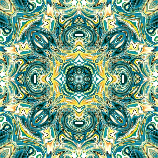 Benzersiz mandala, Oriental yuvarlak desen, mistik motifi, egzotik arka plan. Fantastik fraktal tasarım, geometrik doku parlayan renkli dijital sanat.