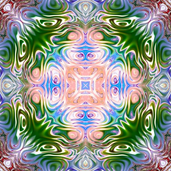 Benzersiz mandala, Oriental yuvarlak desen, mistik motifi, egzotik arka plan. Fantastik fraktal tasarım, geometrik doku parlayan renkli dijital sanat.