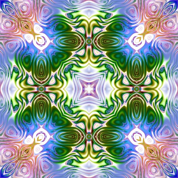 Benzersiz mandala, Oriental yuvarlak desen, mistik motifi, egzotik arka plan. Fantastik fraktal tasarım, geometrik doku parlayan renkli dijital sanat.