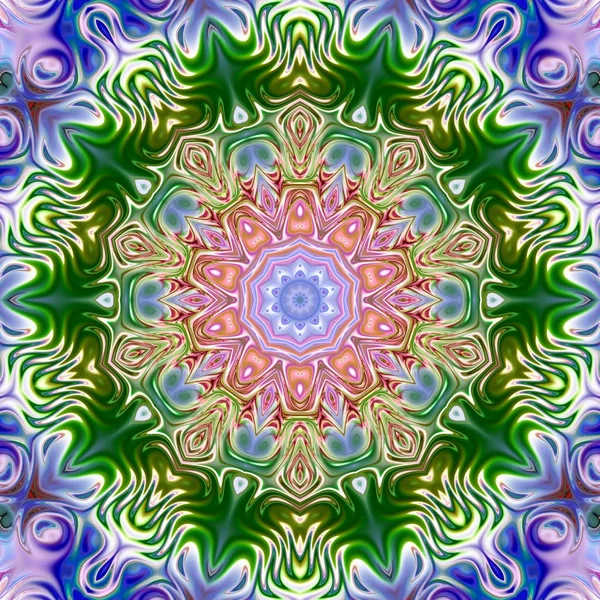 Benzersiz mandala, Oriental yuvarlak desen, mistik motifi, egzotik arka plan. Fantastik fraktal tasarım, geometrik doku parlayan renkli dijital sanat.