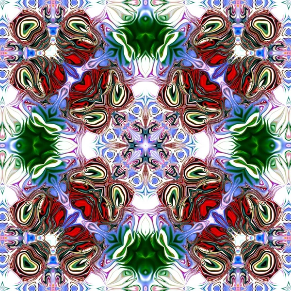 Benzersiz mandala, Oriental yuvarlak desen, mistik motifi, egzotik arka plan. Fantastik fraktal tasarım, geometrik doku parlayan renkli dijital sanat.