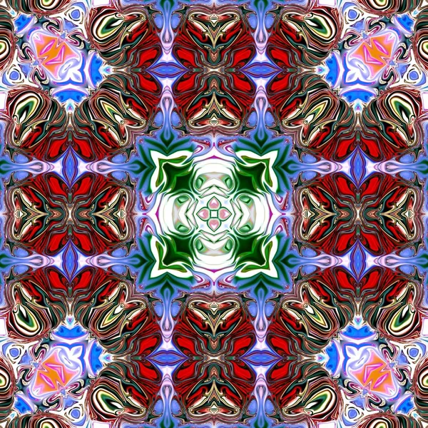 Benzersiz mandala, Oriental yuvarlak desen, mistik motifi, egzotik arka plan. Fantastik fraktal tasarım, geometrik doku parlayan renkli dijital sanat.