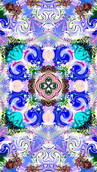 Benzersiz mandala, Oriental yuvarlak desen, mistik motifi, egzotik arka plan. Fantastik fraktal tasarım, geometrik doku parlayan renkli dijital sanat.