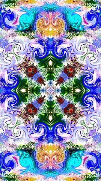 Benzersiz mandala, Oriental yuvarlak desen, mistik motifi, egzotik arka plan. Fantastik fraktal tasarım, geometrik doku parlayan renkli dijital sanat.