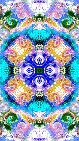 Benzersiz mandala, Oriental yuvarlak desen, mistik motifi, egzotik arka plan. Fantastik fraktal tasarım, geometrik doku parlayan renkli dijital sanat.