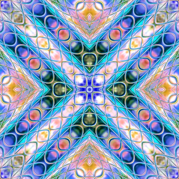 Benzersiz mandala, Oriental yuvarlak desen, mistik motifi, egzotik arka plan. Fantastik fraktal tasarım, geometrik doku parlayan renkli dijital sanat.