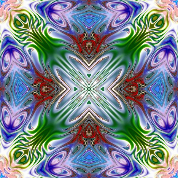 Benzersiz mandala, Oriental yuvarlak desen, mistik motifi, egzotik arka plan. Fantastik fraktal tasarım, geometrik doku parlayan renkli dijital sanat.