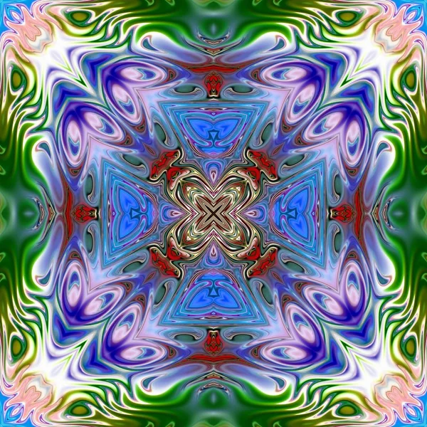 Benzersiz mandala, Oriental yuvarlak desen, mistik motifi, egzotik arka plan. Fantastik fraktal tasarım, geometrik doku parlayan renkli dijital sanat.