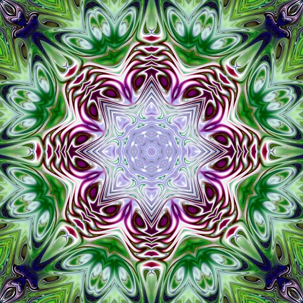 Benzersiz mandala, Oriental yuvarlak desen, mistik motifi, egzotik arka plan. Fantastik fraktal tasarım, geometrik doku parlayan renkli dijital sanat.