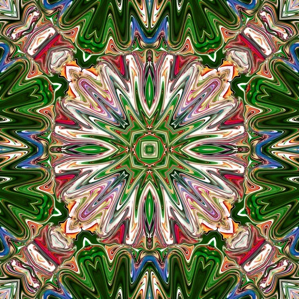 Benzersiz mandala, Oriental yuvarlak desen, mistik motifi, egzotik arka plan. Fantastik fraktal tasarım, geometrik doku parlayan renkli dijital sanat.