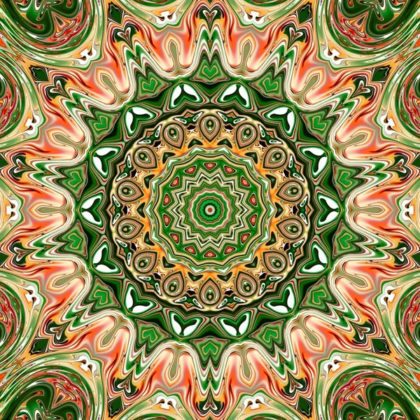 Benzersiz mandala, Oriental yuvarlak desen, mistik motifi, egzotik arka plan. Fantastik fraktal tasarım, geometrik doku parlayan renkli dijital sanat.