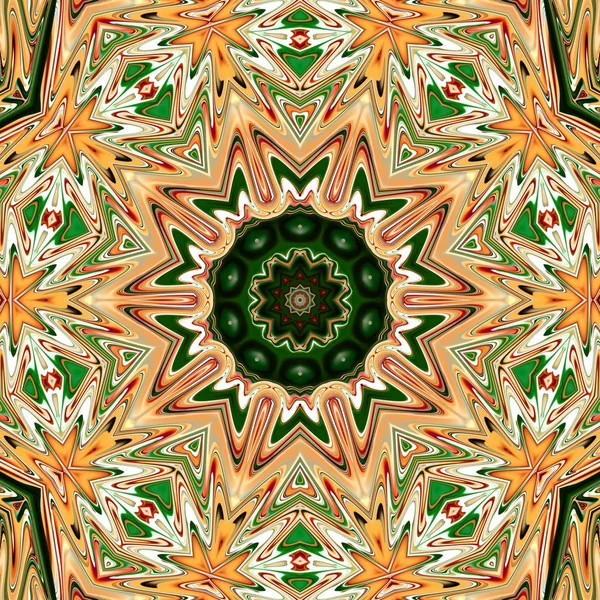 Benzersiz mandala, Oriental yuvarlak desen, mistik motifi, egzotik arka plan. Fantastik fraktal tasarım, geometrik doku parlayan renkli dijital sanat.