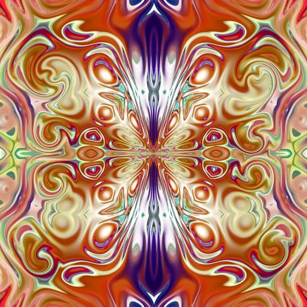 Benzersiz mandala, Oriental yuvarlak desen, mistik motifi, egzotik arka plan. Fantastik fraktal tasarım, geometrik doku parlayan renkli dijital sanat.