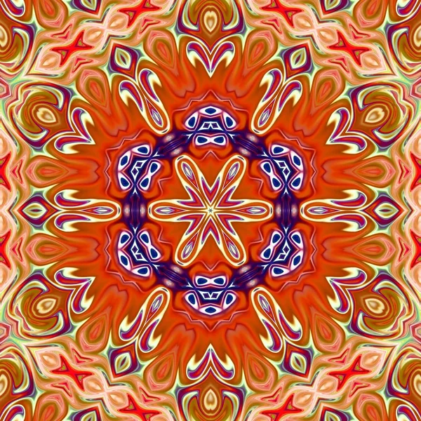 Benzersiz mandala, Oriental yuvarlak desen, mistik motifi, egzotik arka plan. Fantastik fraktal tasarım, geometrik doku parlayan renkli dijital sanat.