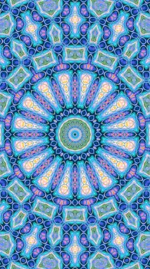 Benzersiz mandala, Oriental yuvarlak desen, mistik motifi, egzotik arka plan. Fantastik fraktal tasarım, geometrik doku parlayan renkli dijital sanat.