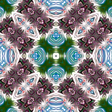 Benzersiz mandala, Oriental yuvarlak desen, mistik motifi, egzotik arka plan. Fantastik fraktal tasarım, geometrik doku parlayan renkli dijital sanat.