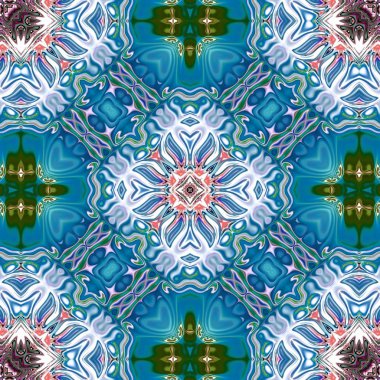 Benzersiz mandala, Oriental yuvarlak desen, mistik motifi, egzotik arka plan. Fantastik fraktal tasarım, geometrik doku parlayan renkli dijital sanat.