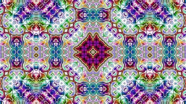 Benzersiz mandala, Oriental yuvarlak desen, mistik motifi, egzotik arka plan. Fantastik fraktal tasarım, geometrik doku parlayan renkli dijital sanat.