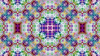 Benzersiz mandala, Oriental yuvarlak desen, mistik motifi, egzotik arka plan. Fantastik fraktal tasarım, geometrik doku parlayan renkli dijital sanat.