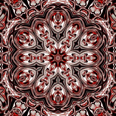 Benzersiz mandala, Oriental yuvarlak desen, mistik motifi, egzotik arka plan. Fantastik fraktal tasarım, geometrik doku parlayan renkli dijital sanat.