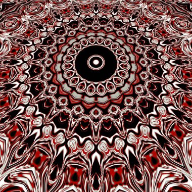 Benzersiz mandala, Oriental yuvarlak desen, mistik motifi, egzotik arka plan. Fantastik fraktal tasarım, geometrik doku parlayan renkli dijital sanat.