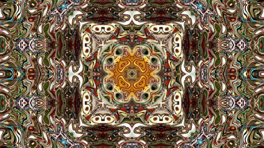 Benzersiz mandala, Oriental yuvarlak desen, mistik motifi, egzotik arka plan. Fantastik fraktal tasarım, geometrik doku parlayan renkli dijital sanat.