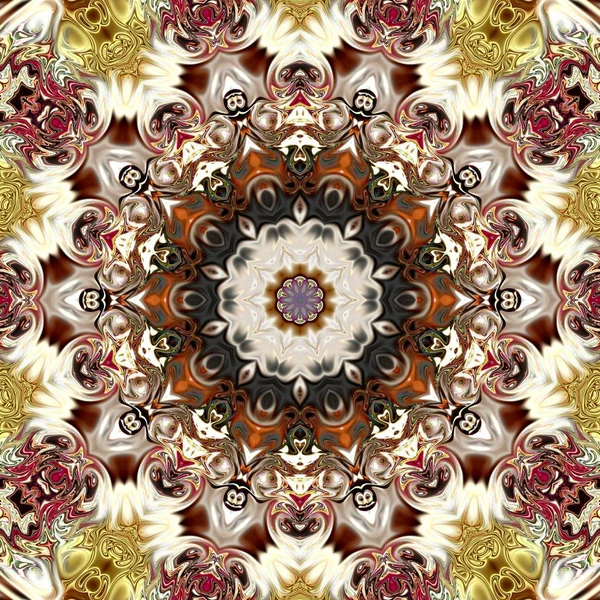 Benzersiz mandala, Oriental yuvarlak desen, mistik motifi, egzotik arka plan. Fantastik fraktal tasarım, geometrik doku parlayan renkli dijital sanat.