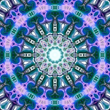 Benzersiz mandala, Oriental yuvarlak desen, mistik motifi, egzotik arka plan. Fantastik fraktal tasarım, geometrik doku parlayan renkli dijital sanat