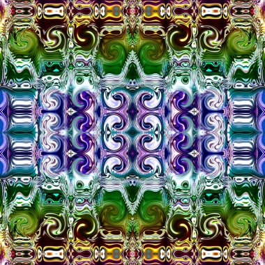 Benzersiz mandala, Oriental yuvarlak desen, mistik motifi, egzotik arka plan. Fantastik fraktal tasarım, geometrik doku parlayan renkli dijital sanat