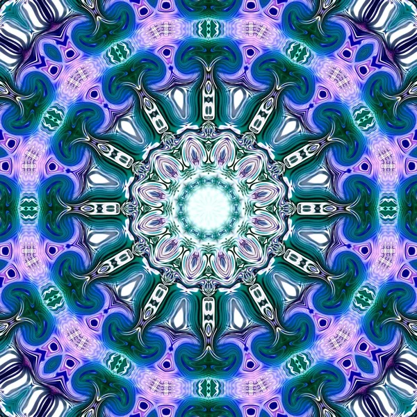 Benzersiz mandala, Oriental yuvarlak desen, mistik motifi, egzotik arka plan. Fantastik fraktal tasarım, geometrik doku parlayan renkli dijital sanat