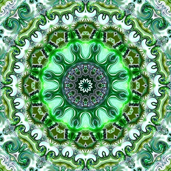 Benzersiz mandala, Oriental yuvarlak desen, mistik motifi, egzotik arka plan. Fantastik fraktal tasarım, geometrik doku parlayan renkli dijital sanat