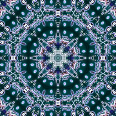 Benzersiz mandala, Oriental yuvarlak desen, mistik motifi, egzotik arka plan. Fantastik fraktal tasarım, geometrik doku parlayan renkli dijital sanat