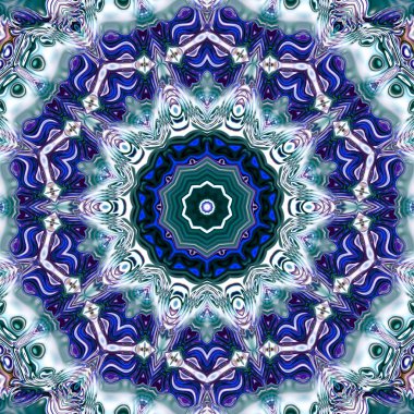 Benzersiz mandala, Oriental yuvarlak desen, mistik motifi, egzotik arka plan. Fantastik fraktal tasarım, geometrik doku parlayan renkli dijital sanat