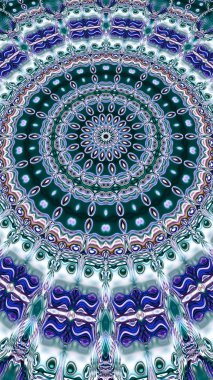 Benzersiz mandala, Oriental yuvarlak desen, mistik motifi, egzotik arka plan. Fantastik fraktal tasarım, geometrik doku parlayan renkli dijital sanat