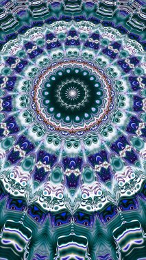 Benzersiz mandala, Oriental yuvarlak desen, mistik motifi, egzotik arka plan. Fantastik fraktal tasarım, geometrik doku parlayan renkli dijital sanat